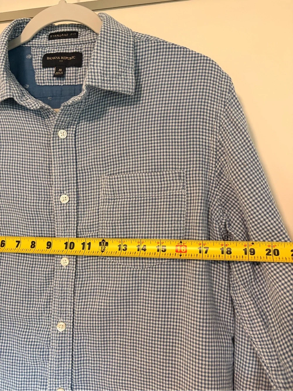 Banana Republic Men’s Light Blue Micro-Check Button-Down Shirt